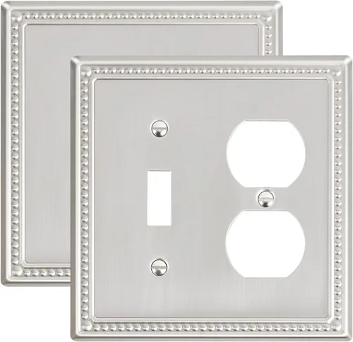 Vista 113 de Paquete de 2 cubiertas de placa de interruptor de luz de doble palanca, cubiertas decorativas de placa de doble interruptor Pearls, placa de pared