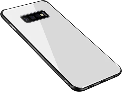 Vista 6 de Funda para Samsung S10 Plus,con parte trasera de calidad de vidrio templado,Carcasa híbrida de marco de TPU,Cubiertas delgadas,Anti-caída,Blanco