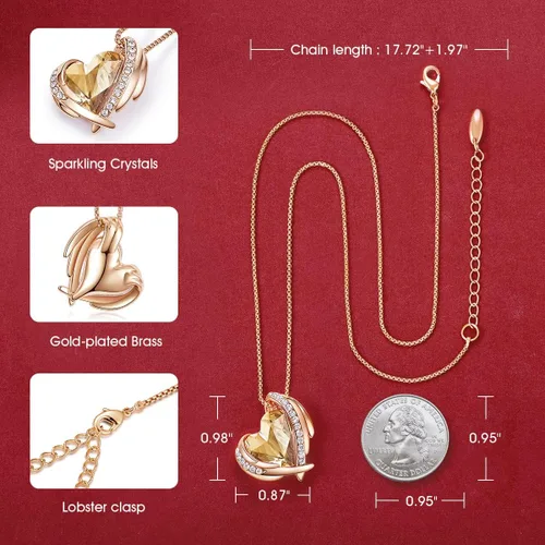 Vista 4 de CDE - Collares con colgante de corazón para mujer, tono de plata y oro rosa, piedra natal para Día de la Madre, San Valentín, cumpleaños