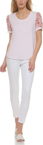 Vista 2 de DKNY Camiseta de punto para mujer, manga abombada, para uso diario