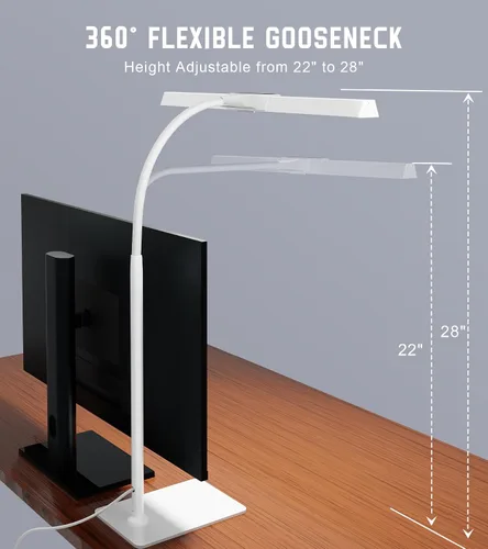 Vista 6 de Lámpara de escritorio LED para el hogar y la oficina con base, luz de tarea para arquitectos que cuida los ojos con cuello de ganso ajustable