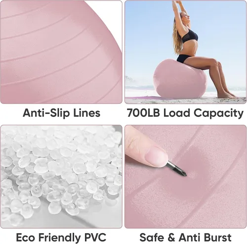 Vista 3 de APEXUP Pelota de yoga (M (19 "~22) 21.7 in + correa de tobillo para máquina de cable