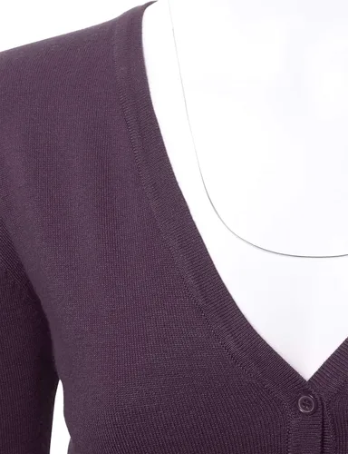 Vista 5 de Allsense Suéter de manga larga para mujer, ligero, con botones, suave, de punto sólido con cuello en V