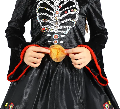Vista 2 de Lingway Toys Disfraz del Día de los Muertos para niñas, ideal para el Día de los Muertos
