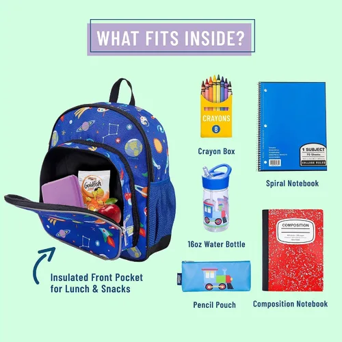 Vista 6 de Wildkin Mochila infantil de 12 pulgadas con moderna alfombrilla para siesta (fuera de este mundo)