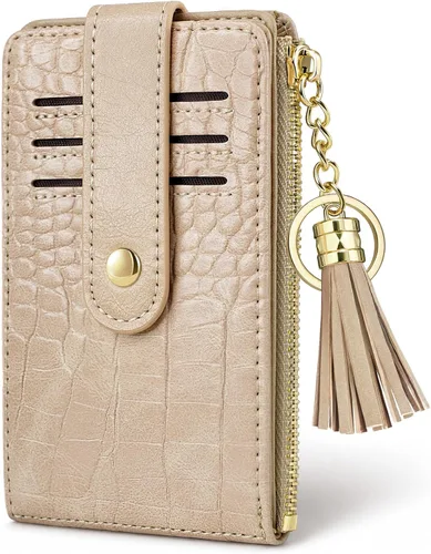 Vista 8 de Billeteras para mujer con bloqueo RFID, Cocodrilo marrón beige, Moderno