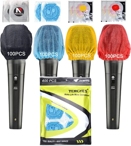 Vista 7 de 400 PCS (paquete de 200) Fundas de Higiene para Micrófono Desechables No Tejidas de Mano Cubierta de Micrófono Pantalla Antiviento Tapa Protectora