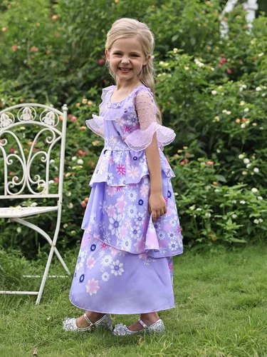 Vista 5 de HenzWorld Disfraz de Mirabel para niñas, vestido mágico de la familia IsabelaMadrigalPepa, disfraz de dibujos animados, traje de fiesta
