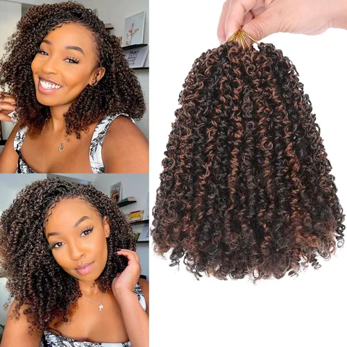 Vista 34 de COOKOO 6 pulgadas 8 paquetes Cabello de Ganchillo Pre-enrollado Yanky Twist para Mujeres Negro Natural Mini Passion Twists Pre-retorcido Cabello