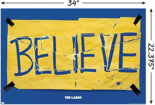 Vista 3 de Ted Lasso - Póster de pared de Torn Believe, 34 pulgadas de largo x 22.4 pulgadas de ancho, versión sin marco