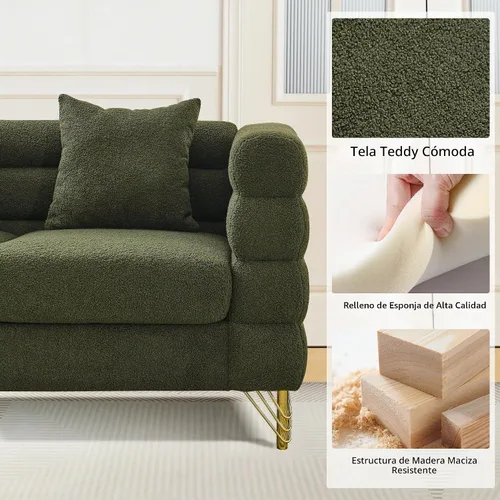 Vista 6 de mikibama Juego de sofá Teddy de lujo para sala de estar, muebles de decoración moderna sofá seccional, sofá de 3 plazas y loveseat con 5 almohadas