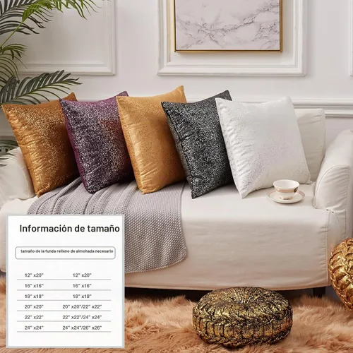 Vista 6 de EUCIOR Fundas de almohada doradas, fundas de almohada amarillas mostaza de 16 x 16 pulgadas, almohadas doradas claras con estampado de lámina