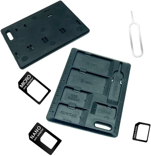 Vista 6 de Paquete de 2 soportes para tarjetas SIM con pasadores de abrede bandejas, juego de herramientas de almacenamiento de tarjetas para tarjetas