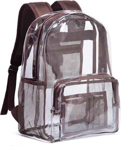 Vista 13 de Vorspack Mochila Clara Transparente - Mochila Transparente de PVC de Servicio Pesado See Through para Universidad y Lugar de Trabajo Negro