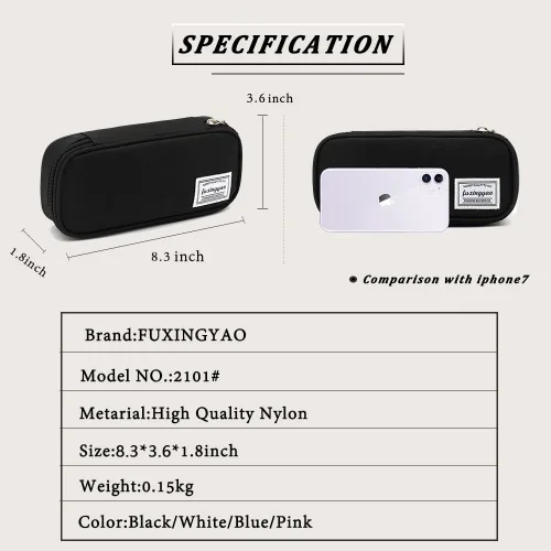 Vista 3 de FUXINGYAO Estuche para lápices con varias ranuras, cartuchera portátil para lápices, bolsa para bolígrafos para la oficina (negro)