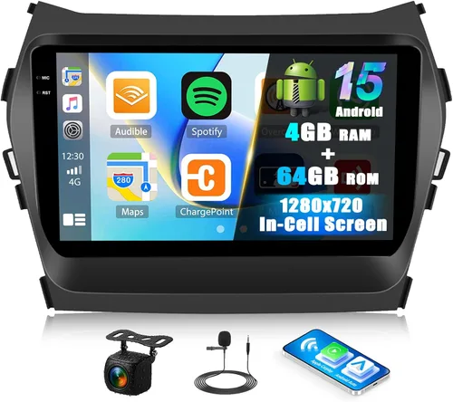 Vista 9 de Radio de coche para Hyundai Santa Fe IX45 2013-2018 inalámbrico CarPlay Android Auto