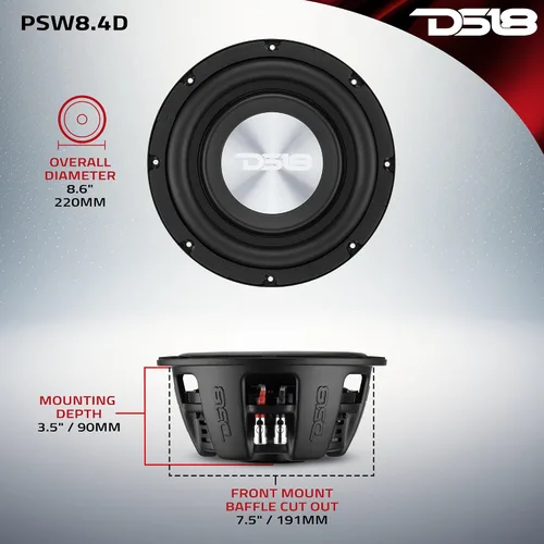 Vista 5 de DS18 PSW10.2D Subwoofer de montaje superficial (8" Dual 4 Ohm)