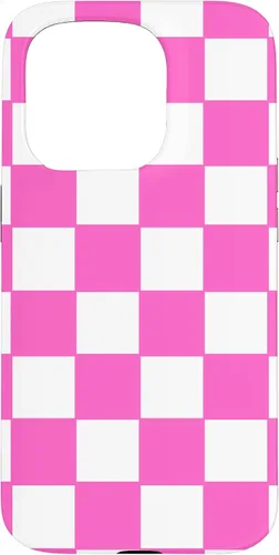 Vista 13 de Funda de tablero de ajedrez clásica a cuadros rosa y blanco para iPhone 16