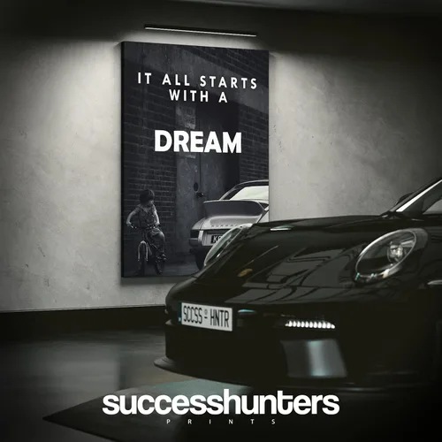 Vista 2 de Arte de pared motivacional para la oficina, lienzo de arte de súper auto, decoración automotriz inspiradora para los amantes de Porsche Sportscar
