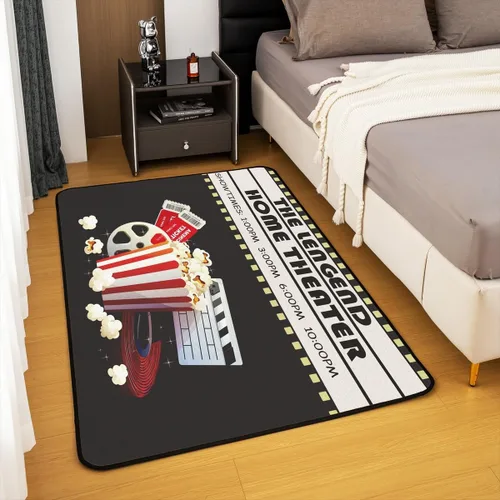 Vista 4 de jejeloiu Juego de alfombras de sala de estar, decoración de cine y noche, juego de alfombras de área de 3 x 5 con palomitas de maíz para interiores