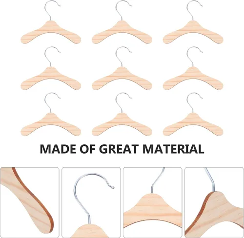 Vista 5 de Perchas de madera para mascotas, 10 unidades, para almacenamiento de ropa de perro, estante de ropa compacto y ligero para perros pequeños, perchas