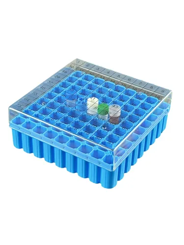 Vista 3 de Cajas de almacenamiento criogénicas de tubos de microcentrífuga PP PC con tapas (PC (-320.8 °F/-320℉), 2ML-81Wells)