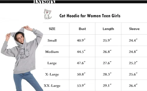 Vista 7 de Sudaderas con capucha para gatos para mujeres y niñas