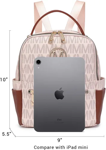 Vista 6 de MKP - Mochila pequeña para mujer y mujer, con múltiples bolsillos, con bolsillo frontal con cremallera, Rosado, Mochilas Daypack