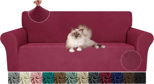 Vista 17 de JIVINE - Funda para sofá biplaza, 1 pieza elástica para sofá de 2 cojines, protector de muebles con parte inferior elástica para niños y mascotas
