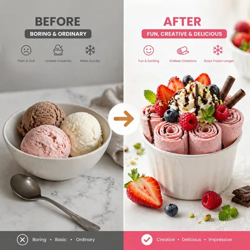 Vista 7 de Máquina para hacer helados, máquina para hacer helados en casa, sin lácteos y congelado, máquina de helado de encimera sin electricidad con pala