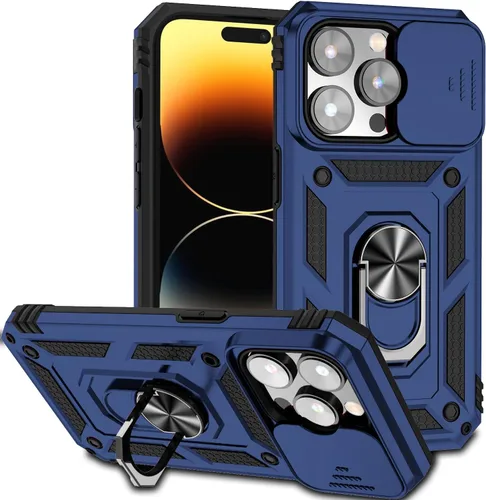 Vista 23 de Funda magnética compatible con iPhone 14 Pro de 6.1 pulgadas, funda magnética para iPhone 14 Pro con cubierta de cámara y soporte de grado militar