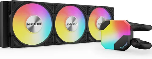 Vista 11 de MONTECH HyperFlow Digital 240 - Enfriador líquido de CPU, AIO de 9.449 in con bomba de 3100 RPM, 2 ventiladores E28 ARGB de 4.724 in, pantalla