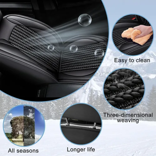 Vista 5 de TTX LIGHTING Fundas de asientos de auto compatibles con Cadillac STS 2013-2018 - Protectores de asientos de automóvil de cuero impermeable y seda