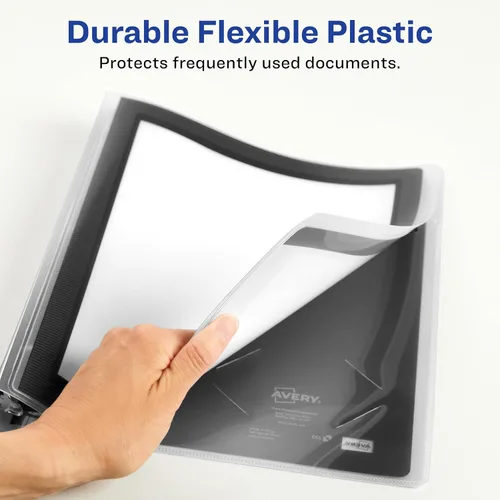 Vista 4 de Avery Flexi-View - Carpeta de 3 anillas, anillos redondos de 1.5 pulgadas, 1 carpeta negra For Everyday School, Home and Office Use, Preprinted