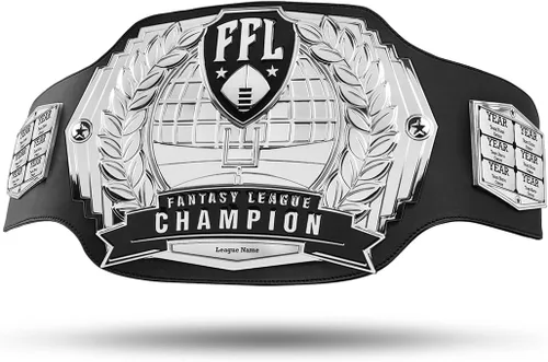 Vista 9 de TrophySmack Cinturón de campeonato de fútbol de fantasía – Cinturón de campeonato perpetuo de 12 años con grabados opcionales (Oro o Plata)
