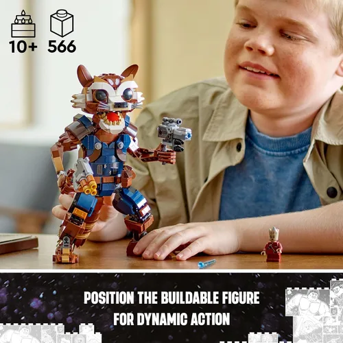 Vista 3 de LEGO Marvel Rocket & Baby Groot Minifigure, Guardians of the Galaxy Inspired Marvel Toy for Kids, Buildable Action Figure for Play and Display, Gift