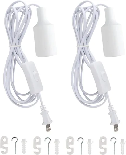 Vista 9 de Kit de luces colgantes enchufables, luces colgantes retro con cable enchufable, lámpara colgante industrial E26 E27, cable de 9.8 pies