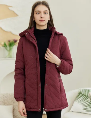 Vista 4 de LQHHYLYX Chaqueta de invierno suave y cálida con capucha para mujer