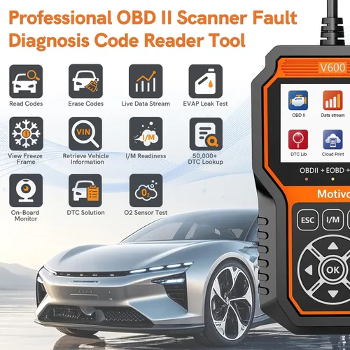 Vista 3 de Escáner OBD2 Herramienta de escaneo de diagnóstico con solución, lector de códigos de automóvil, herramientas de reinicio de comprobación, luz