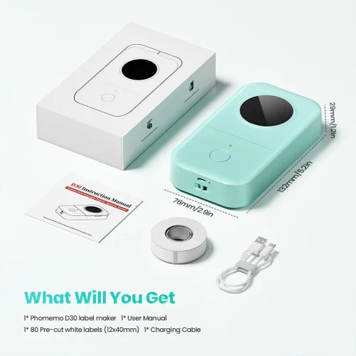 Vista 8 de Phomemo D30 - Etiquetadora con cinta, Bluetooth, portátil, pequeña, para teléfono inteligente, múltiples plantillas, icono de fuentes, fácil
