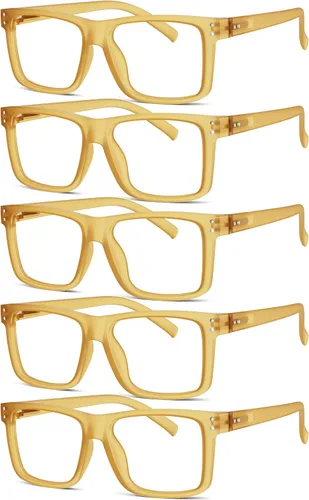 Vista 16 de Eyekepper - Pack de 5 gafas de gran tamaño con montura cuadrada, grandes, para hombres y mujeres - 3 negras y 2 negro-transparente +0.00