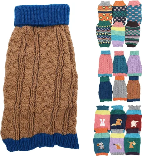 Vista 24 de Suéter de punto para perro, ropa de invierno cálida y suave para mascotas pequeñas y grandes (XL: longitud: 22 pulgadas, alce)