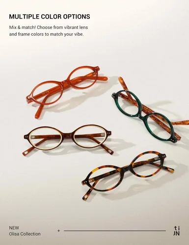 Vista 8 de TIJN Olisa Blue Light Blocking Glasses for Women Men,Oval Glasses Frame Bluelight Glasses for GamingComputerScreen