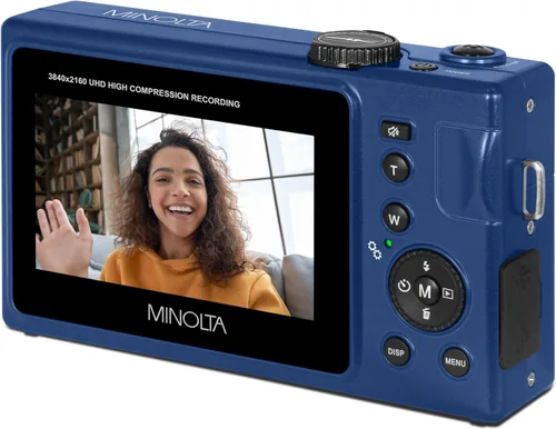 Vista 4 de Minolta Cámara digital de enfoque automático de 48 MP con espejo selfie, video 4K Ultra HD, zoom digital de 16x, LCD de 3.0 pulgadas, detección