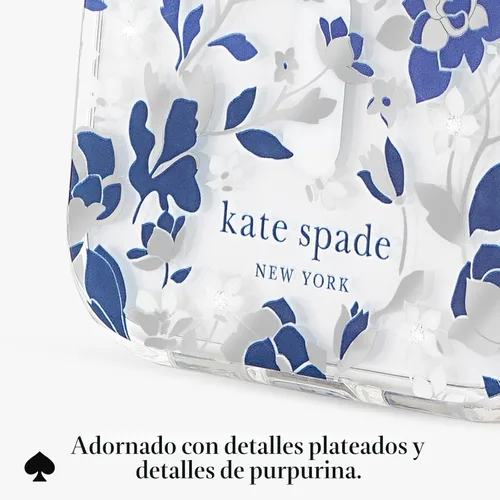 Vista 7 de Kate Spade New York Funda para iPhone 17 Pro Max, compatible con MagSafe, funda de diseño para teléfono, diseño de gemas azules de cama de flores