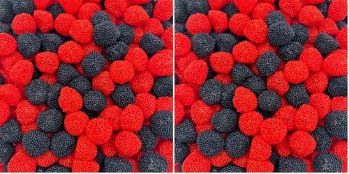Vista 6 de Caramelos gomosos de bayas, caramelos masticables rojos y negros a granel