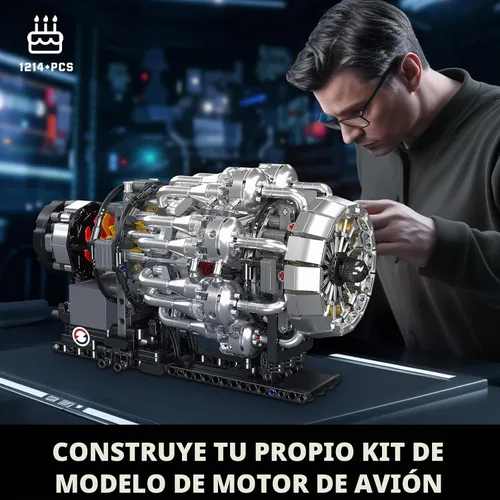 Vista 5 de Mould King 10216 Conjuntos de Construcción de Motor Turborreactor, Kit de Modelo de Motor de Avión Mecánico de Aviación Que Funciona, Construye Tu