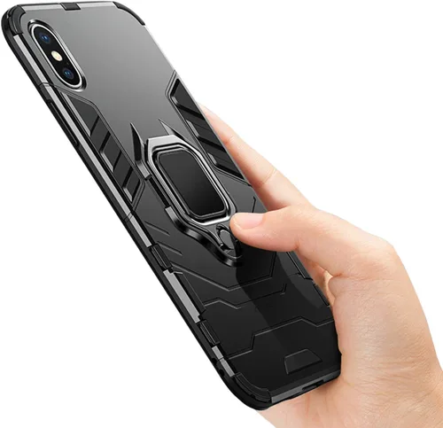 Vista 5 de Funda para Xiaomi Redmi Note 9 con protector de pantalla de vidrio templado Hybrid Heavy Duty Armor Funda protectora para teléfono con soporte