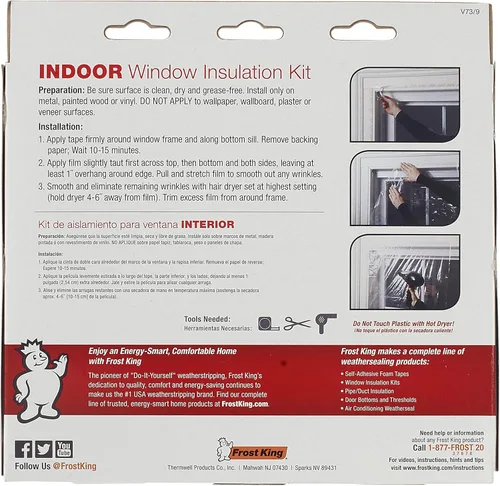 Vista 3 de Frost King V73/9H Kit de ventana retráctil para interiores de 42 por 62 pulgadas, transparente, paquete de 9