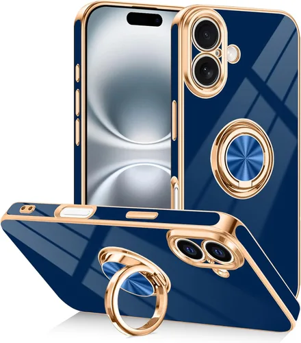 Vista 25 de Funda diseñada para iPhone 17 Pro Max con soporte de anillo, color azul